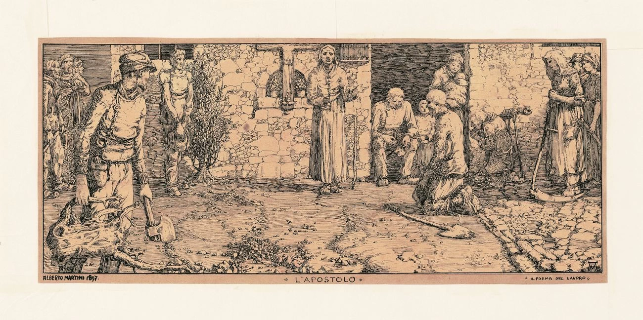 Lapostolo - disegno, per, Il, poema, del, lavoro, 1897., Courtesy, Galleria, Carlo, Virgilio